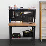 4 ft. Adjustable Height Steel Workbench with Pegboard Back Wall