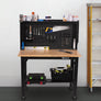 4 ft. Adjustable Height Steel Workbench with Pegboard Back Wall