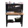 4 ft. Adjustable Height Steel Workbench with Pegboard Back Wall