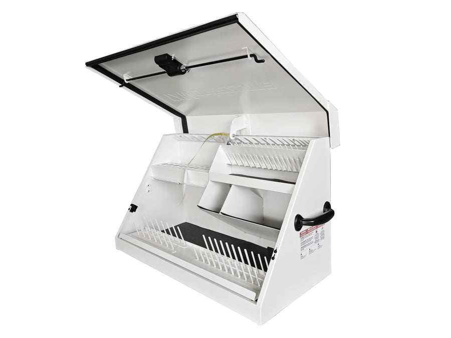 30 x 15 in. Steel Triangle Toolbox in White with Black accents