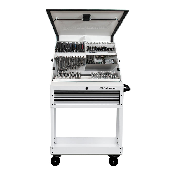 30x15 in. Triangle Toolbox and 31 in. 2-Drawer Utility Cart Combo in White
