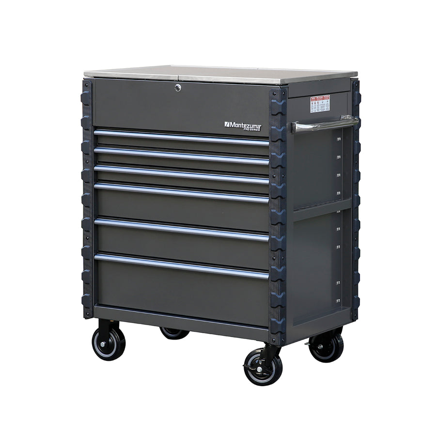 Pro Series 36" Mechanics Cart in Metallic Gray, Blue Trim