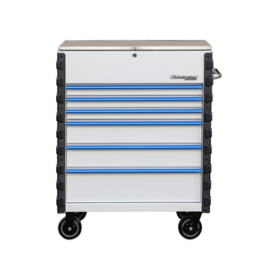 Pro Series 36" Mechanics Cart in Gloss White, Blue Trim