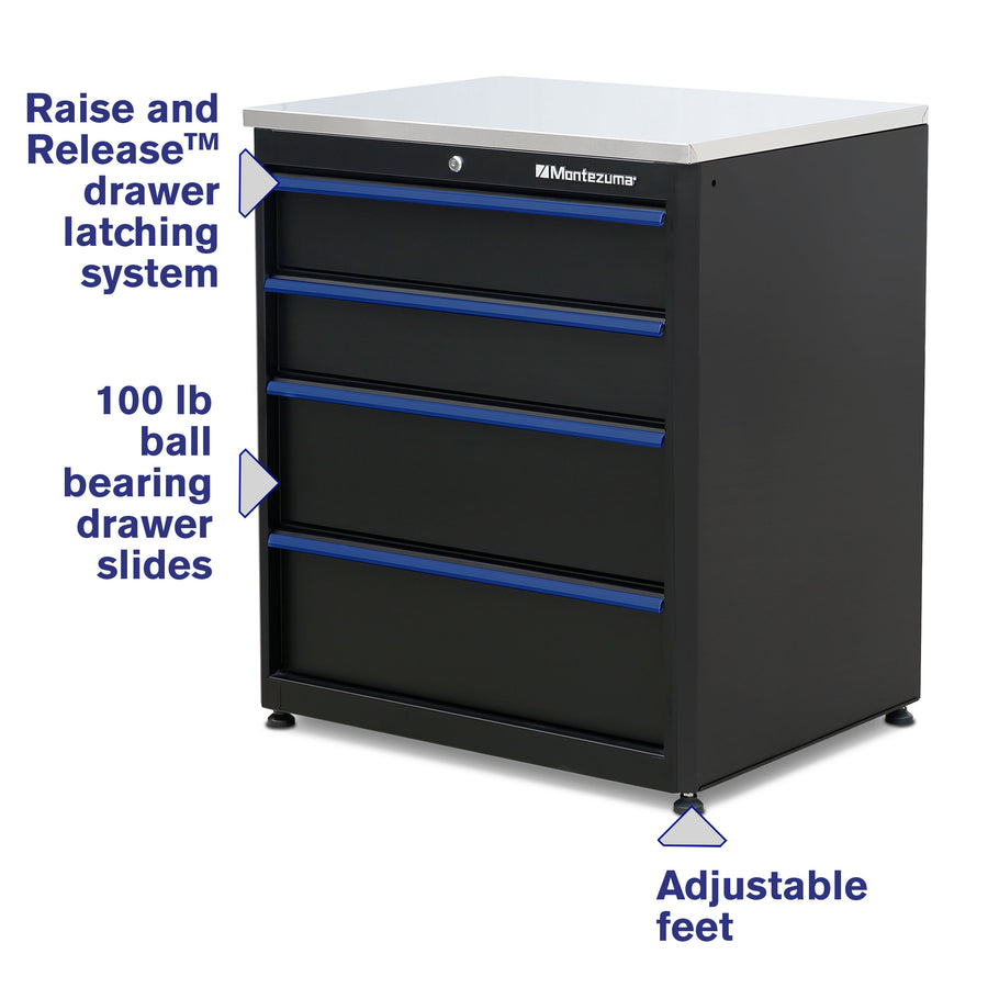 4-Drawer Base Cabinet with Stainless Steel Worktop