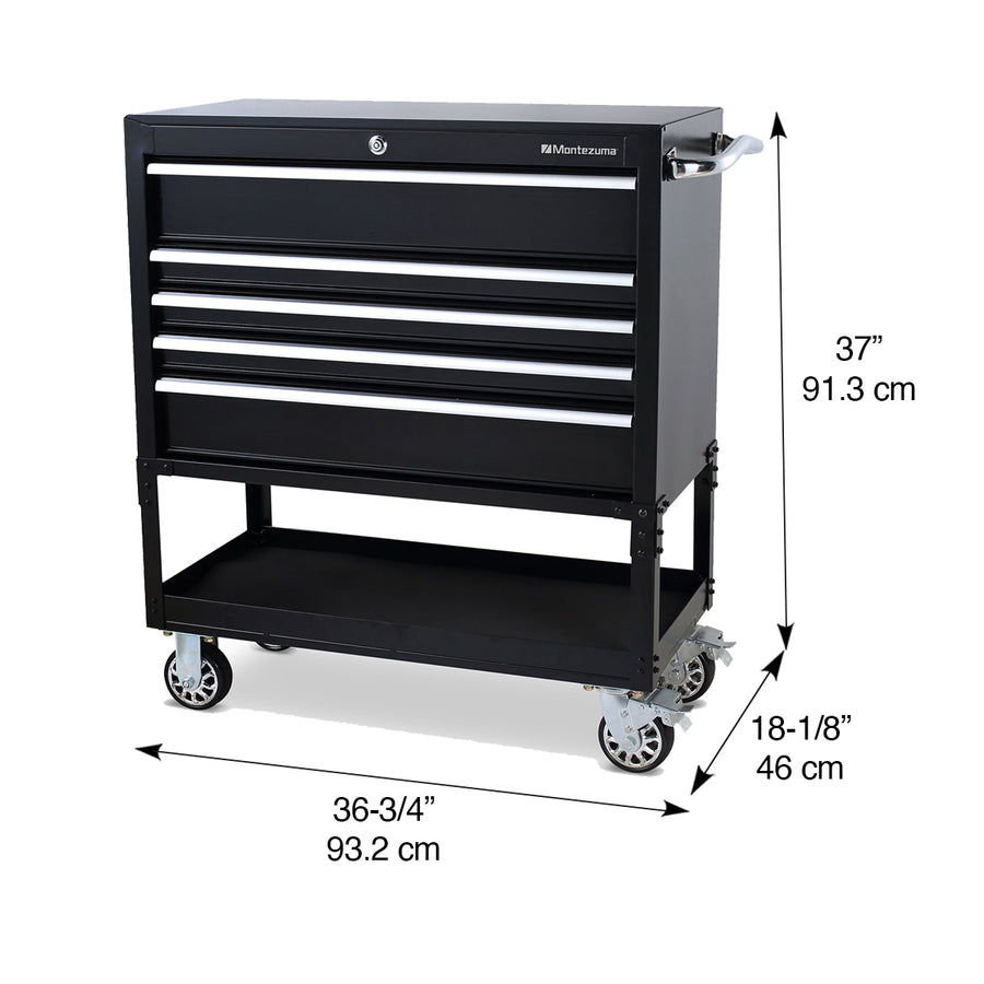 36 x 17 in. Steel Triangle Toolbox and 36 in. 5-Drawer Utility Cart Combo