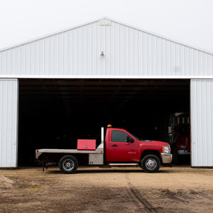 30 x 15 in. Steel Triangle Toolbox in Metallic Red