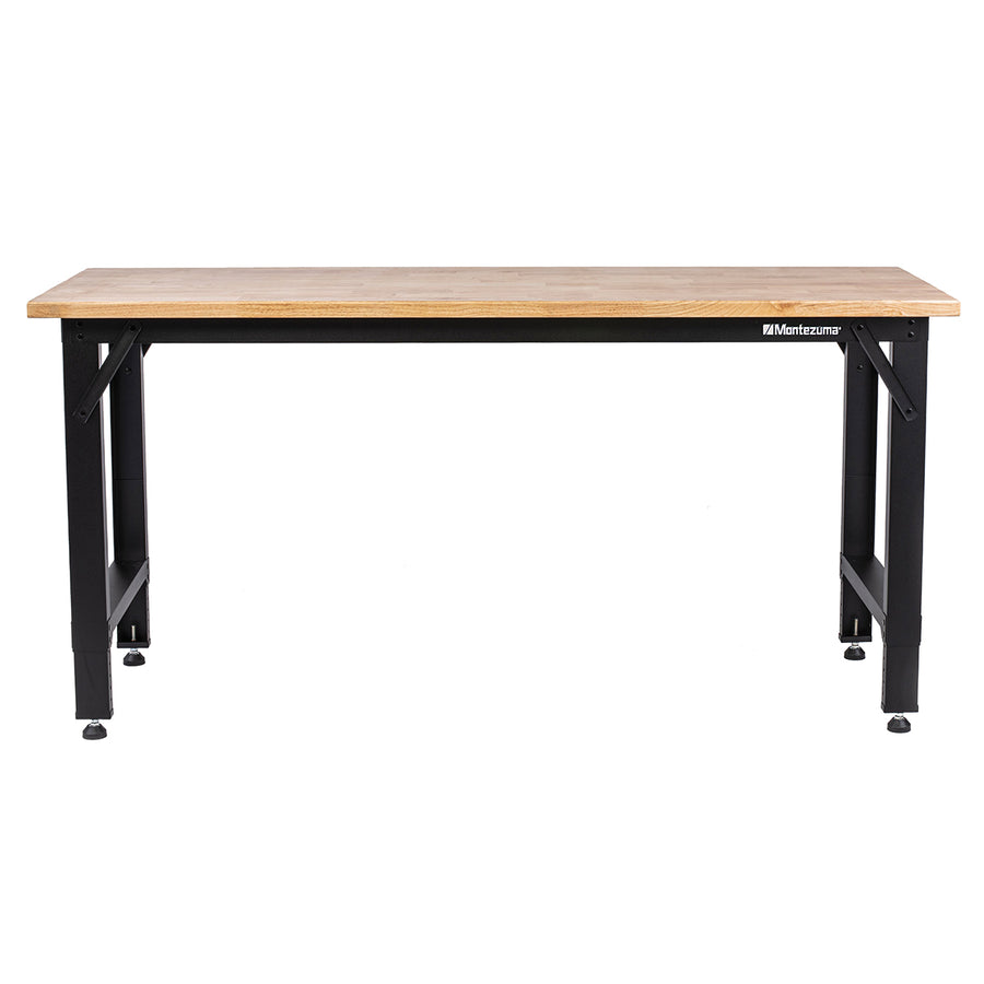 6 ft. Adjustable Height Steel Workbench with Solid Wood Work Top