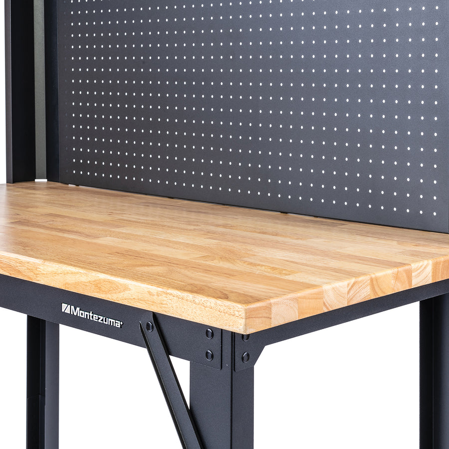 4 ft. Adjustable Height Steel Workbench with Pegboard Back Wall