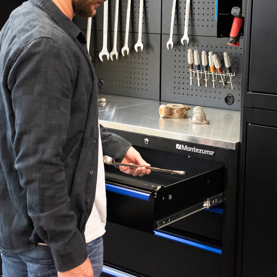 Armoire de base à 4 tiroirs avec plan de travail en acier inoxydable