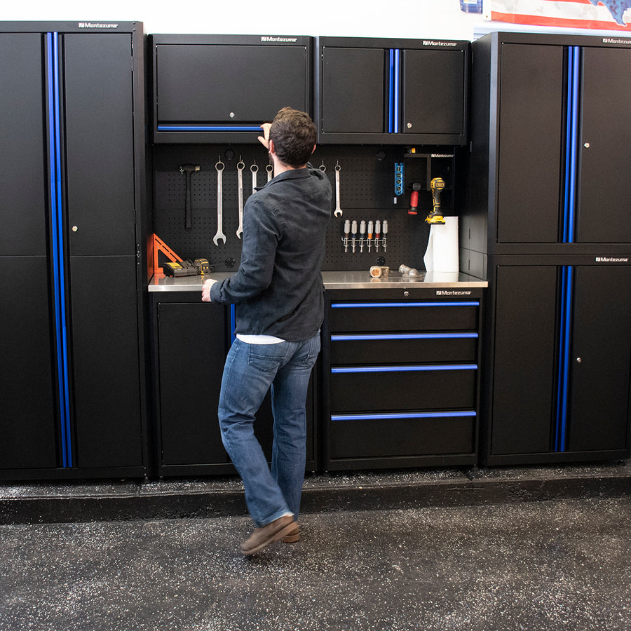 Armoire de base à 4 tiroirs avec plan de travail en acier inoxydable